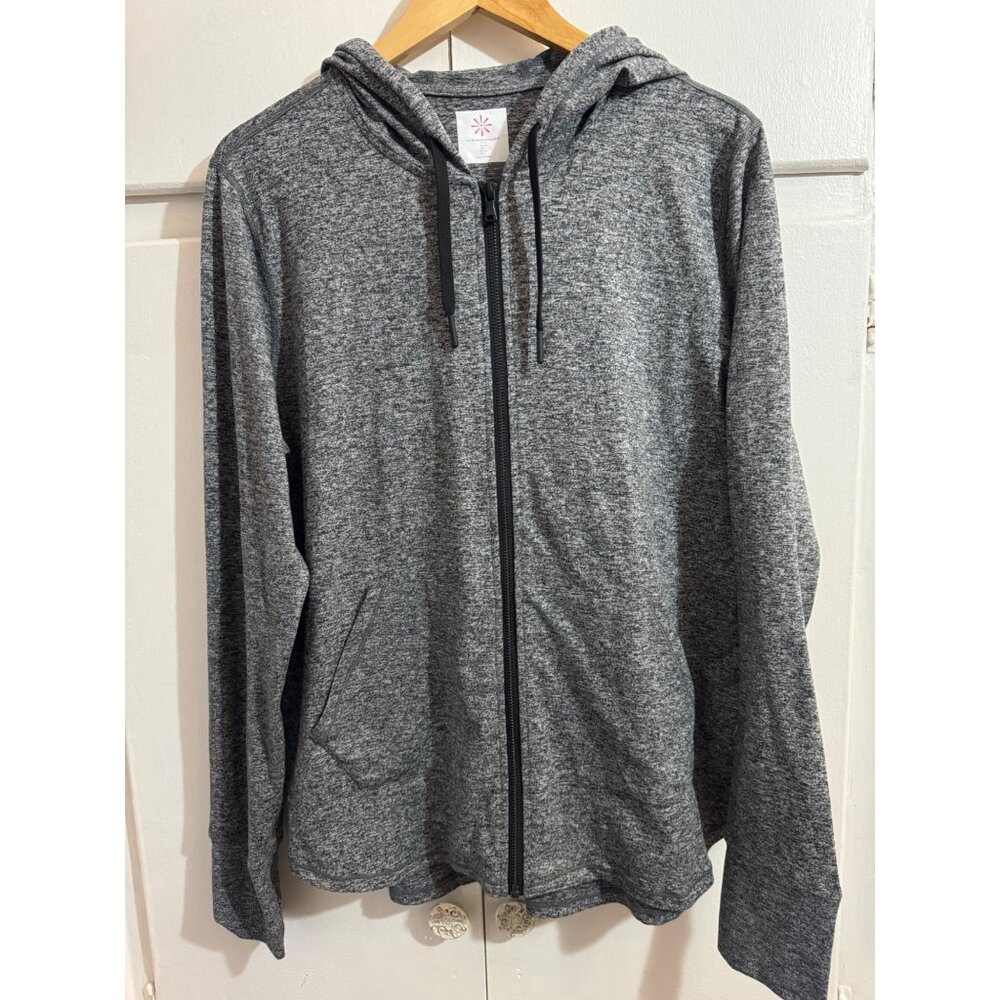 Isaac Mizrahi Live Zip Up Lightweight Hoodie Athletic Jacket Space Dye, Medium